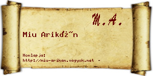 Miu Arikán névjegykártya